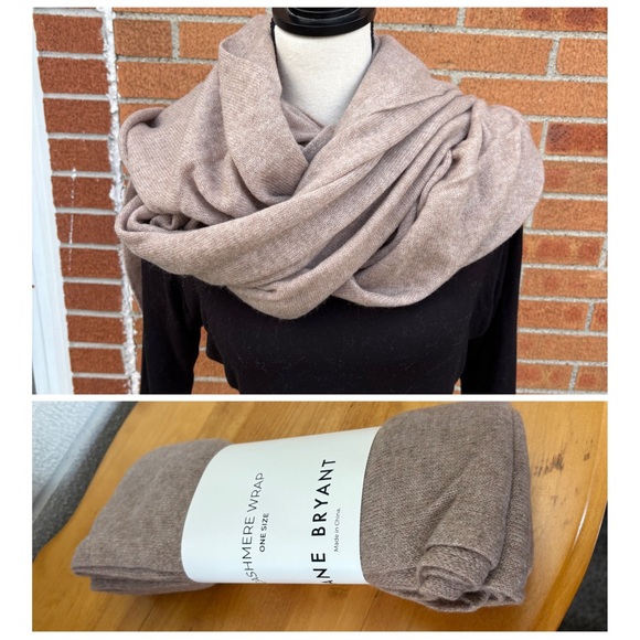 Lane Bryant Accessories - Lane Bryant 100% Cashmere Large Wrap Soft Brown Shawl Scarf Over piece NWT